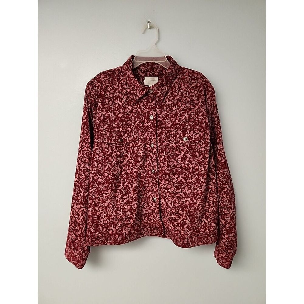 Christopher Banks Womens M Stretch Cotton Blazer Pink Floral Print Jean Jacket‎